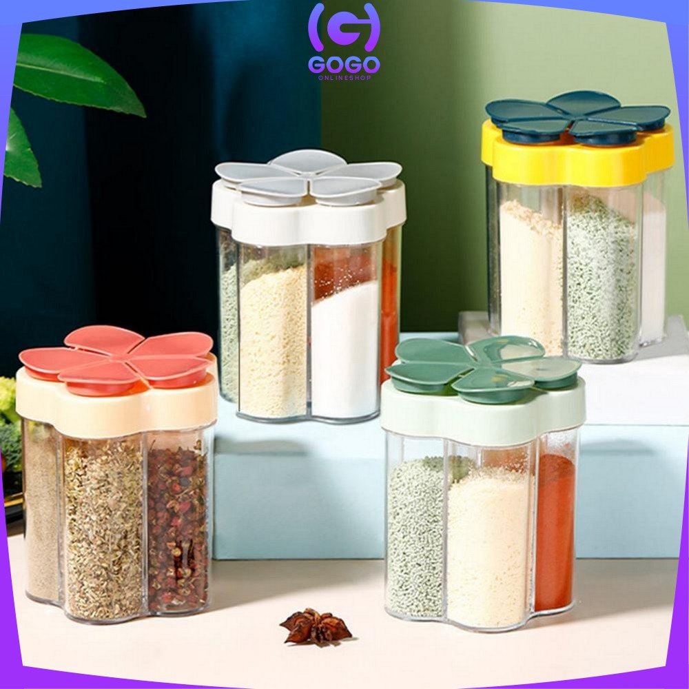 GOGO-C97 Tempat Bumbu Dapur 5 Sekat Bentuk Bunga Multifungsi / Wadah Penyimpanan Bumbu Masak Serbaguna Seasoning Jar Kitchen