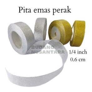

Pita emas perak 1/4 inch / pita gliter gold silver