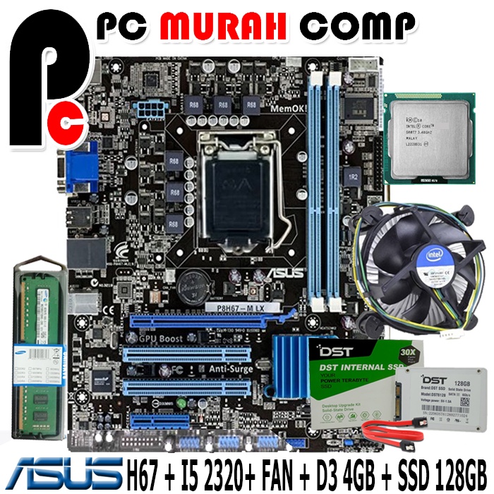 Paket Lengkap Mobo Mainboard Motherboard LGA 1155 H67 + I5 2320