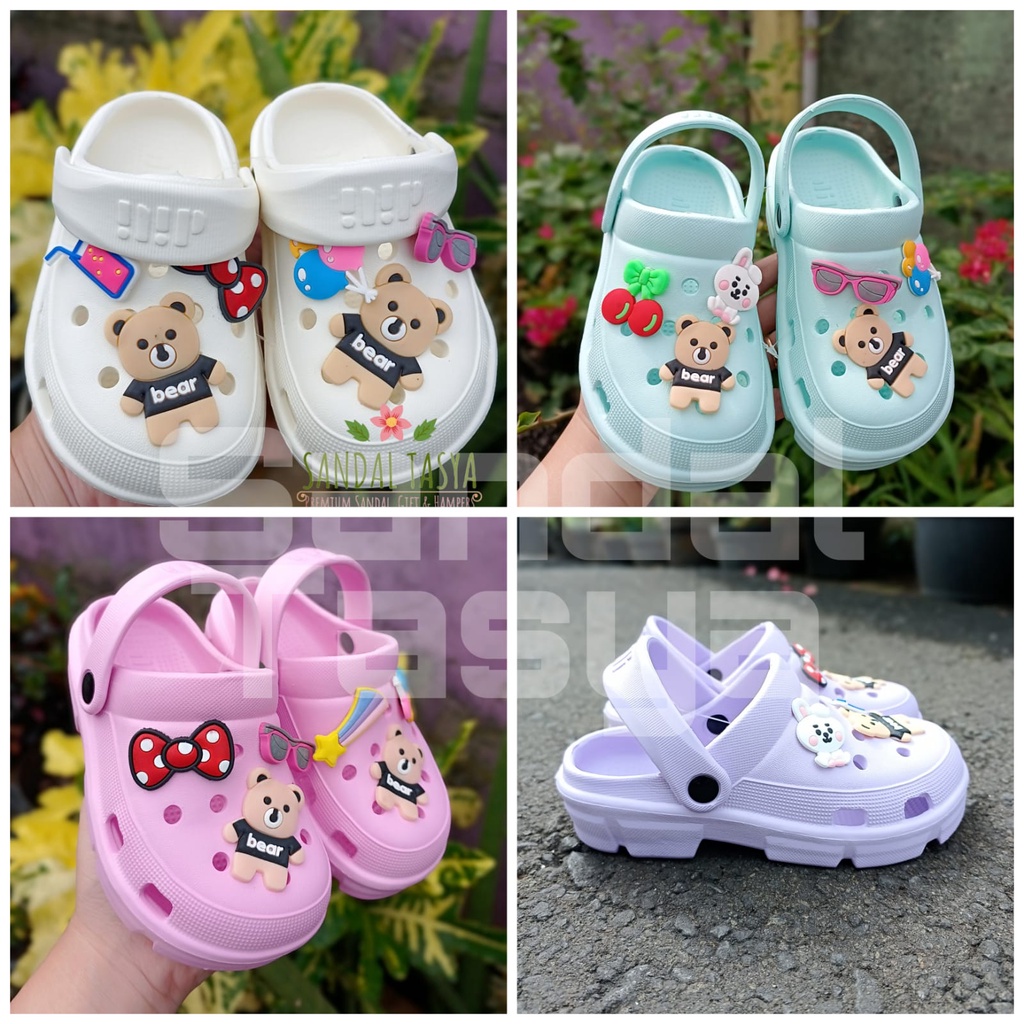 Sandal Baim Fuji Anak Perempuan 805 Karet EVA Karakter Beruang Korea Fashion Kekinian Tinggi 3 cm Umur 2 3 4 5 6 7 Tahun