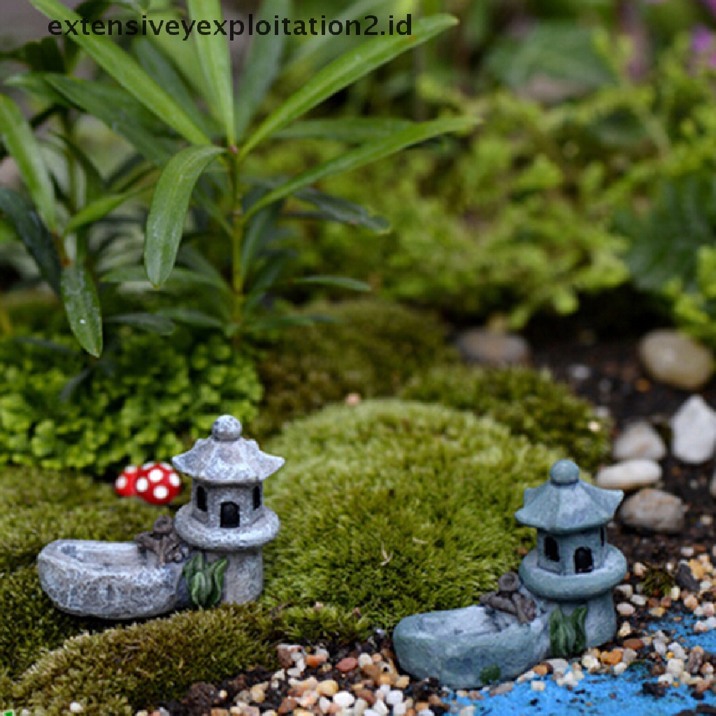Mainan Miniatur Kolam Menara Bahan Resin Gaya retro Untuk Dekorasi Taman