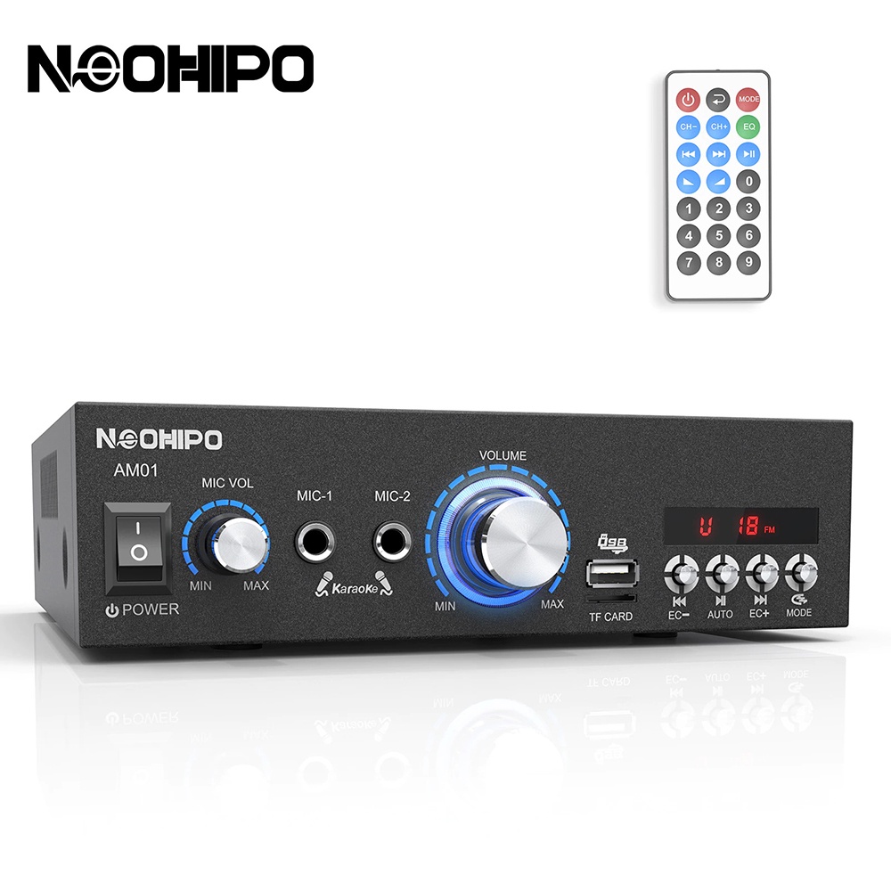 NEOHIPO Audio Bluetooth Power Amplifier Home Theater Stereo 100W - AM01 - Black