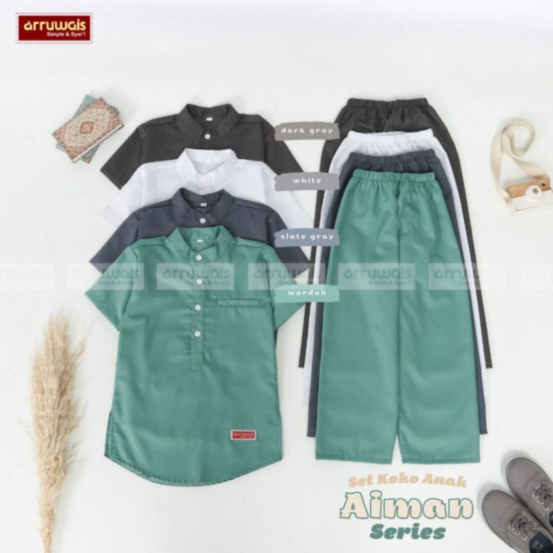Original Arruwais Setelan Baju Koko Anak Muslim Laki-Laki Simple Aiman Series #nayyarastore