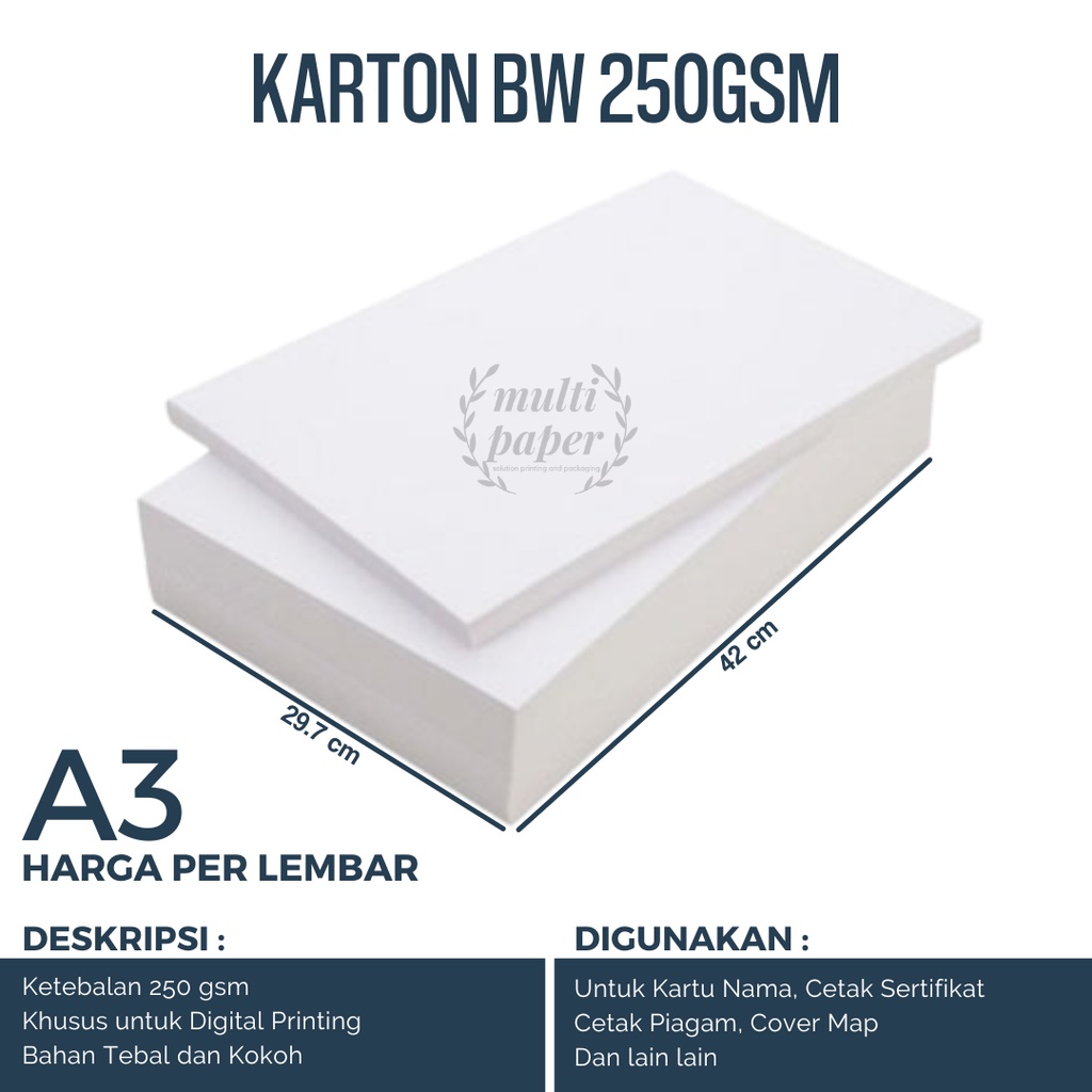 

Kertas BW A3 250gsm isi 1 lembar / Kertas BW