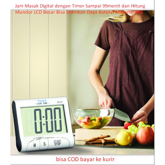 Jam Masak Digital dengan Timer Sampai 99menit dan Hitung Mundur LCD Besar Bisa Didirikan Daya Batera