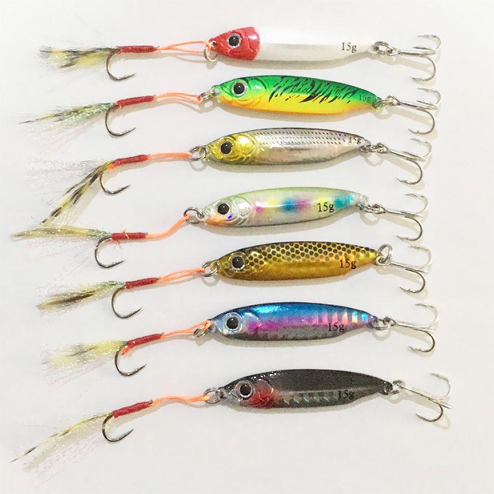 Umpan Pancing Logam Bulu Atas Umpan Pancing Top Colorful Spinning Baits 15g/18g Single Hook