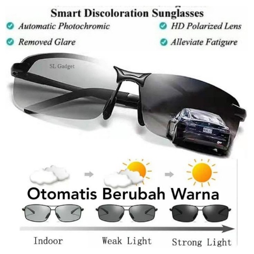 Kacamata UV 400 Photochromic Polarized Anti Silau Siang Dan Malam Sunglass Fotosensitif