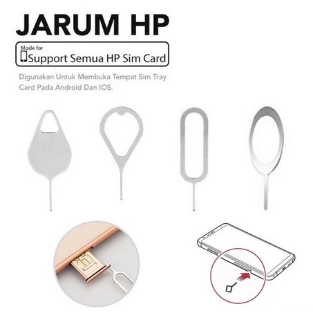 Aksesoris SIM CARD Tusukan HP Oval Hati Heart Jarum Kartu Pembuka Silver untuk Segala Jenis Handphon