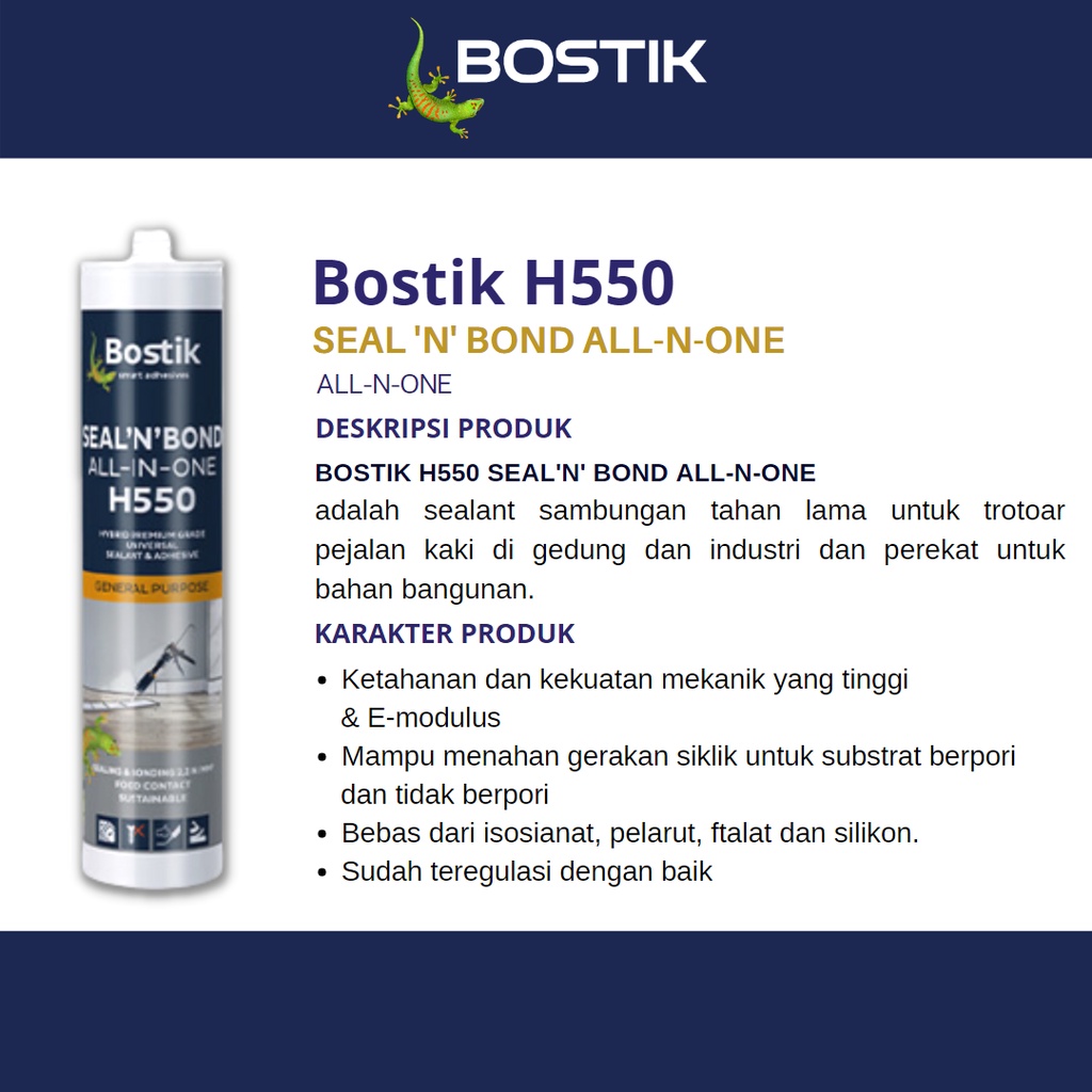 Jual Lem Sealant dan Bonding Bostik H550 Seal N Bond All in One