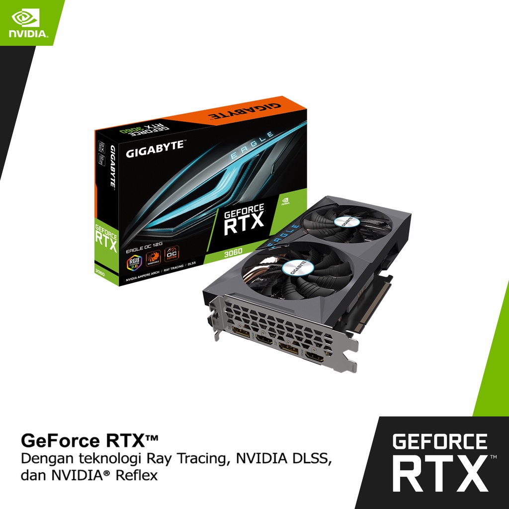 VGA GIGABYTE GEFORCE RTX 3060 EAGLE OC 12GB | GV-N3060EAGLE OC-12GD