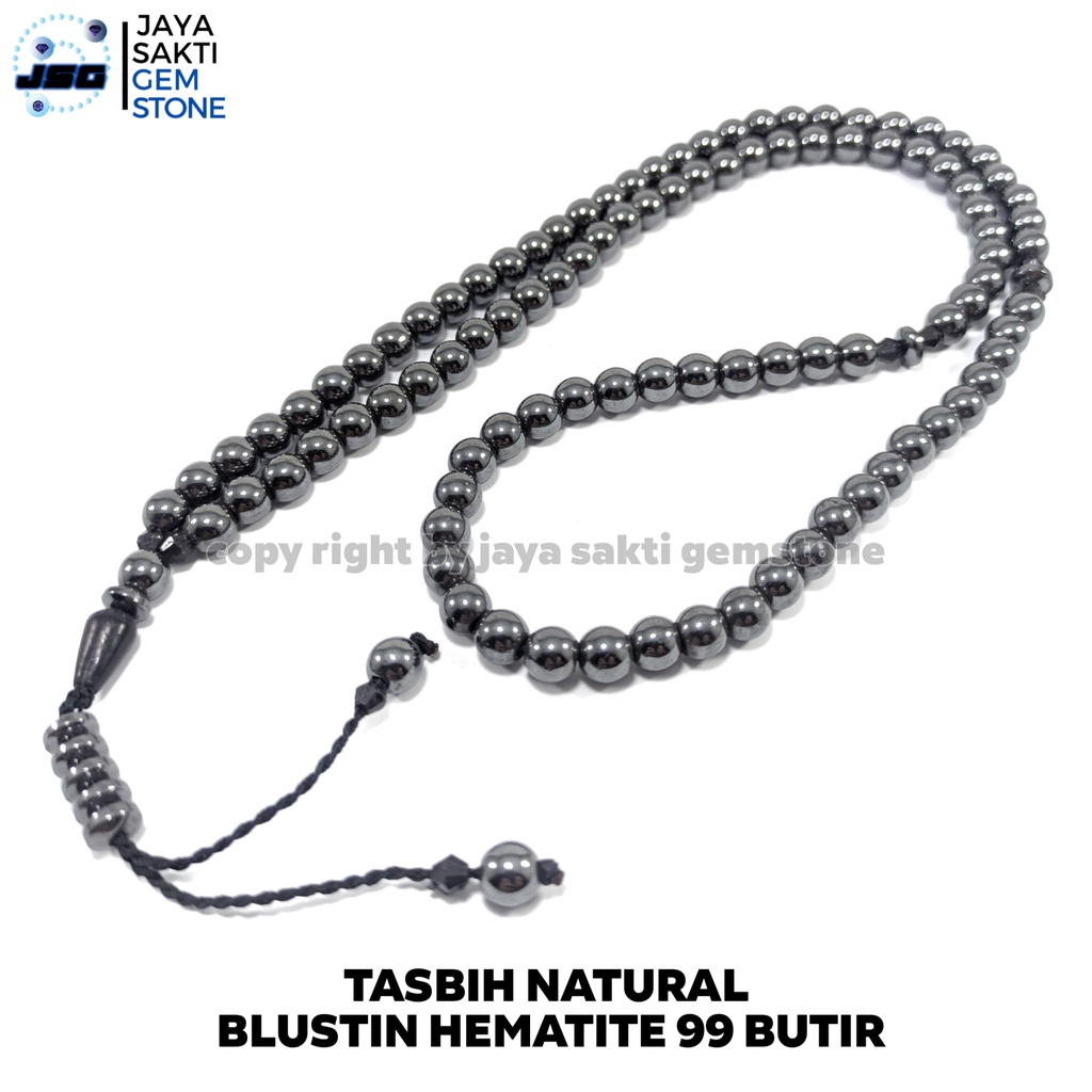 Tasbih Natural Blustin Hematite 99 Butir Original Aksesoris Oleh Oleh Haji dan Umroh