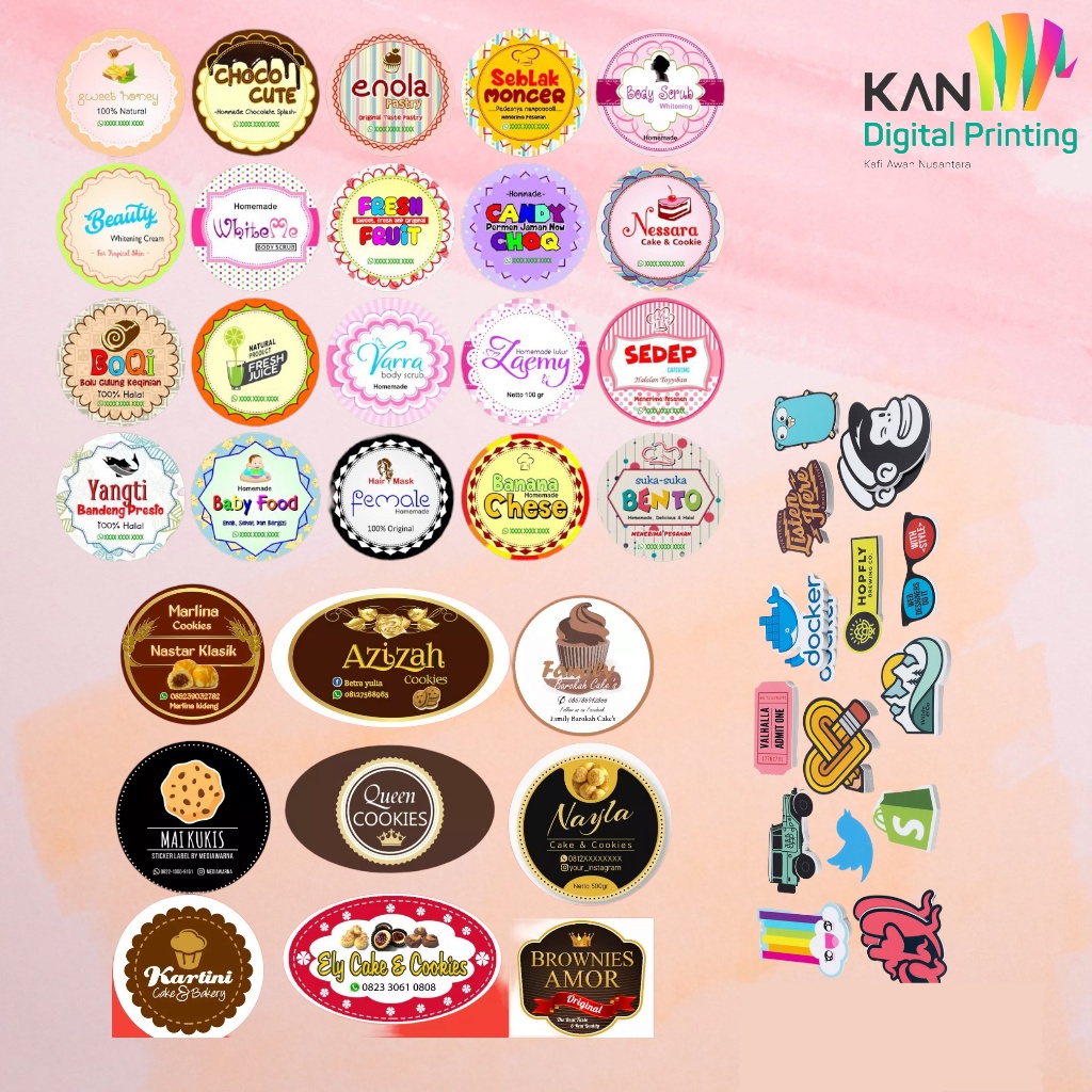 

Cetak Stiker Label Custom Print & Cut | Stiker A3+