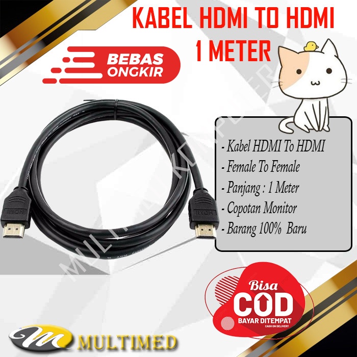 Kabel HDMI to HDMI 1 Meter Hitam