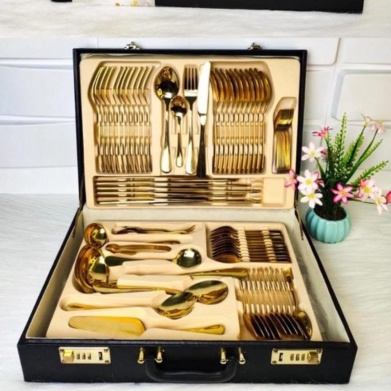 

Unik Cutlery Set Gold 84pcs Luxury Hampers Christmas/Set Sendok Emas Sultan Limited