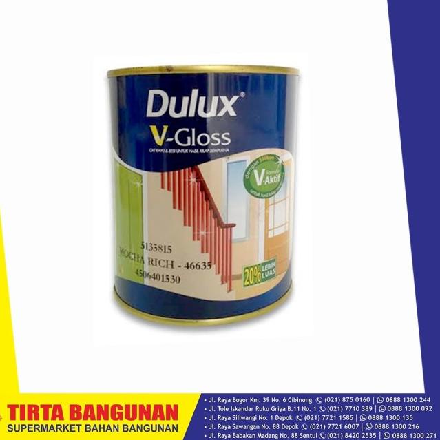 DULUX V-GLOSS CAT KAYU BESI 1 LITER WHITE / BLACK DOFF - PUTIH DOFF
