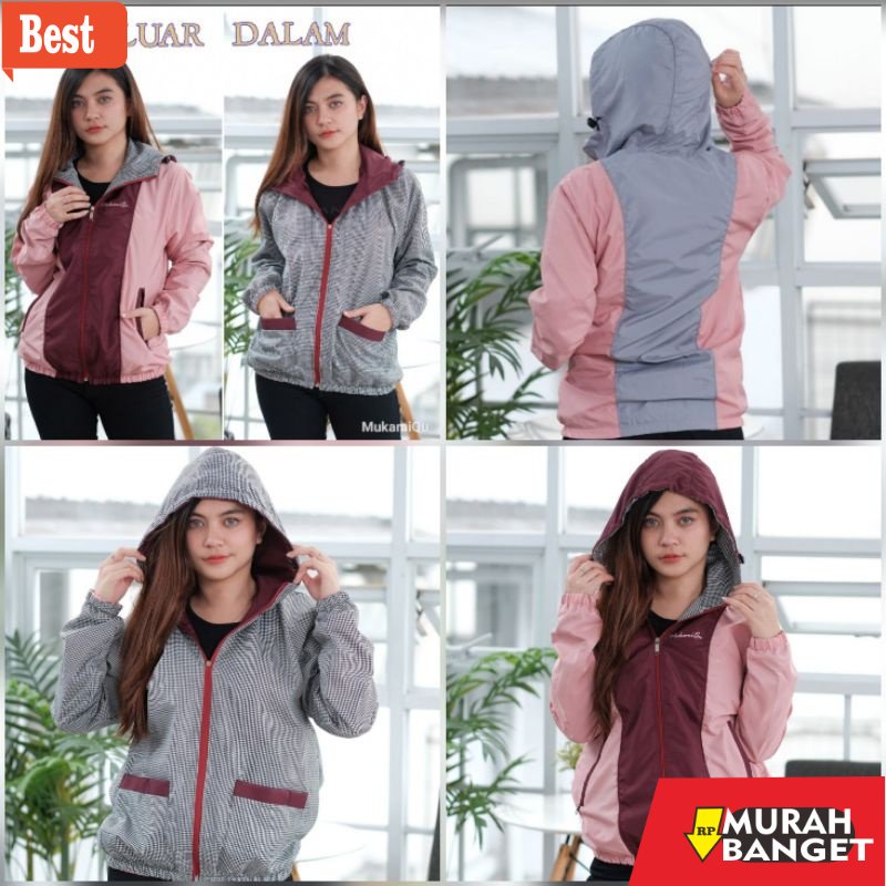 jaket wanita kekinian 2022 Jaket Wanita Valencia Jaket Hoodie Wanita Jaket Bolak Balik Terbaru
