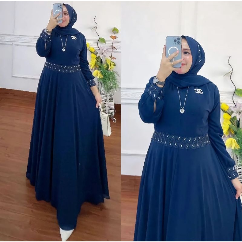 NILA DRESS FREE PASHMINA GAMIS CERUTY TERLARIS/DRESS MUSLIMAH MIX RENDA MALAYSIA KEKINIAN/FAR MOSLEMSTORE
