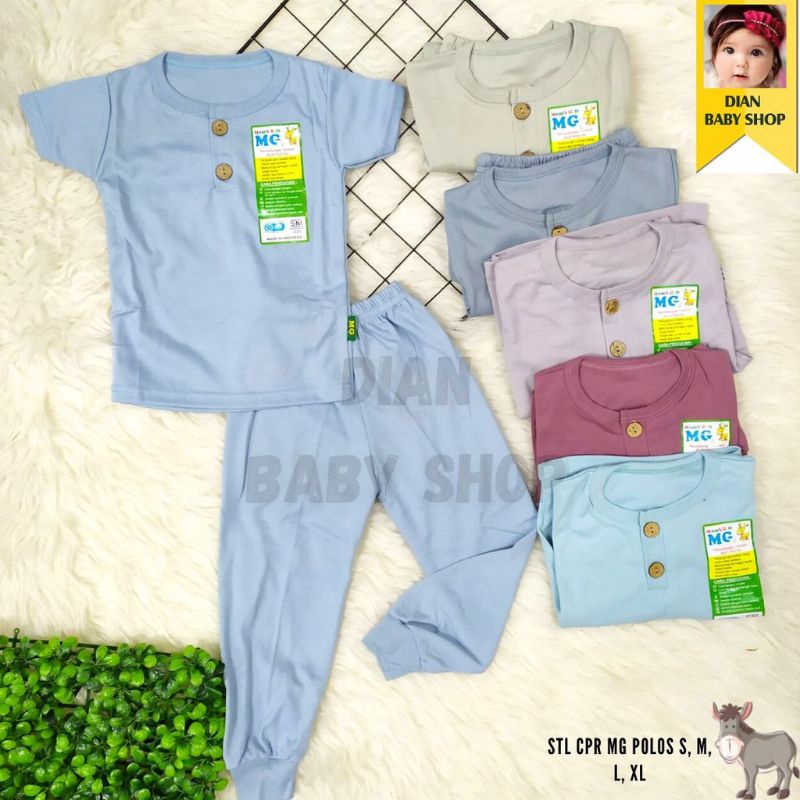 Setelan Anak Piyama Unisex Moms Gift Motif Polos Kancing Dada
