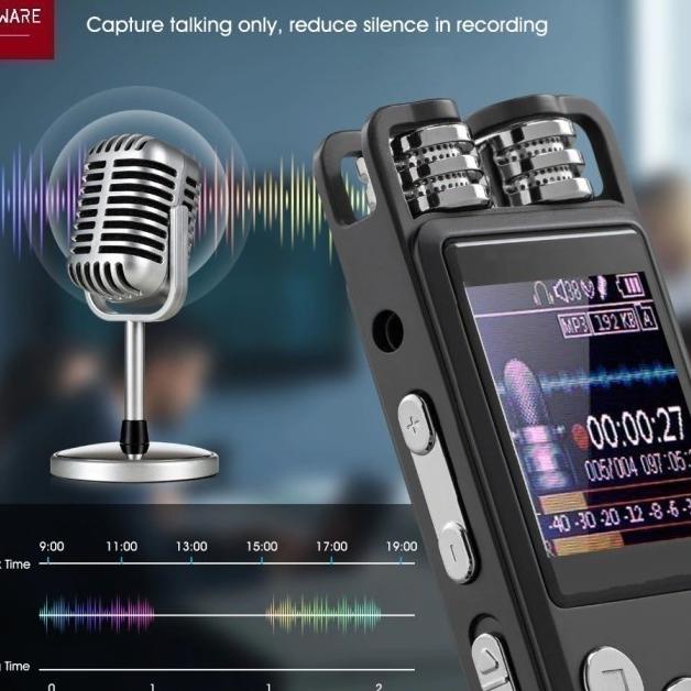 ROCKWARE RW-AVR01 - Professional Audio Voice Recorder 8GB - Dual Mic