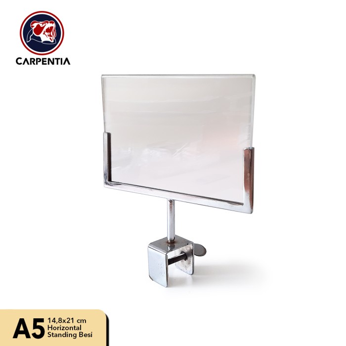 

Rak Acrylic Stand Uk. A5 - Display Harga Akrilik - Sistem Jepit Putar Besi