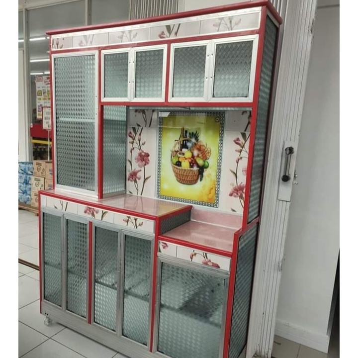 RAK PIRING ALUMUNIUM RODA 5 PINTU LIST WARNA