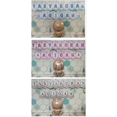 Banner "TASYAKURAN AQIQAH", Banner Aqiqah Bayi, Banner Aqiqah Anak