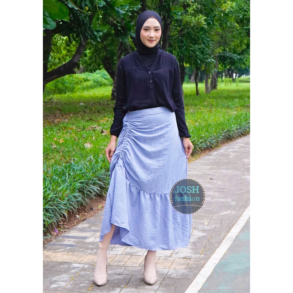 ROK SERUT CASUAL FLOWY//ROK WANITA KOREAN LOOK-MIDI