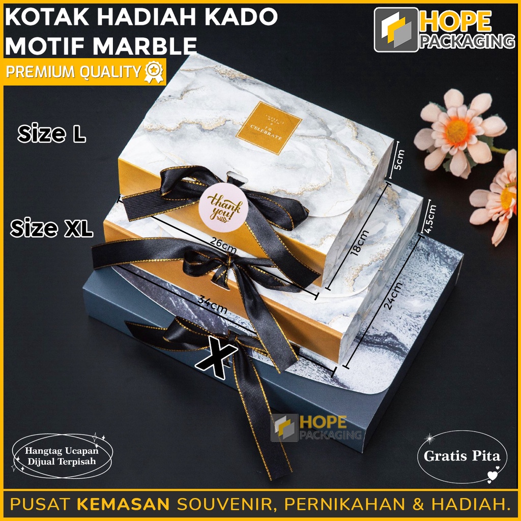 Kotak Hadiah SIZE L Motif Marble uk. 26 x 18 x 5 cm / box hijab / kotak kerudung / Box Gift Pita Kotak Souvernir