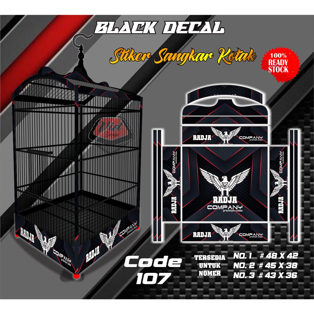 Decal Stiker Sangkar Burung Kotak Radja Company No 1 2 3