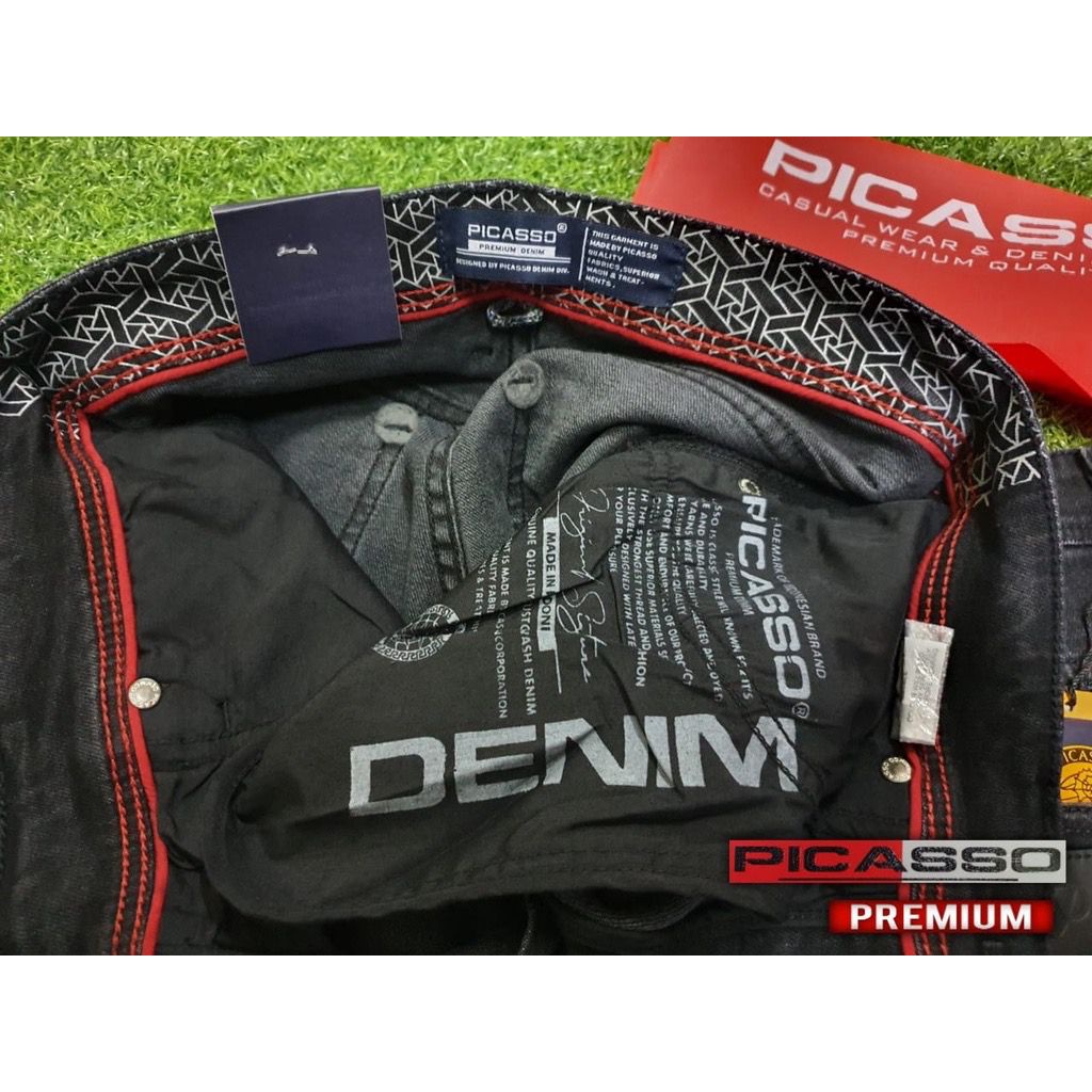 PICASSO JEANS STRETCH HITAM SLIM FIT PANJANG PRIA CELANA JEANS PICASSO STRIT HITAM PANJANG CELANA HITAM KARET PANJANG CELANA JEANS HITAM BAHAN MELAR