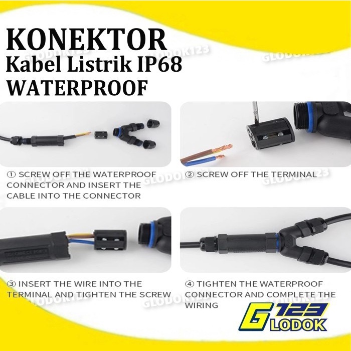 Sambungan Konektor Kabel Listrik Tahan Air Outdoor Waterproof IP68 T Y