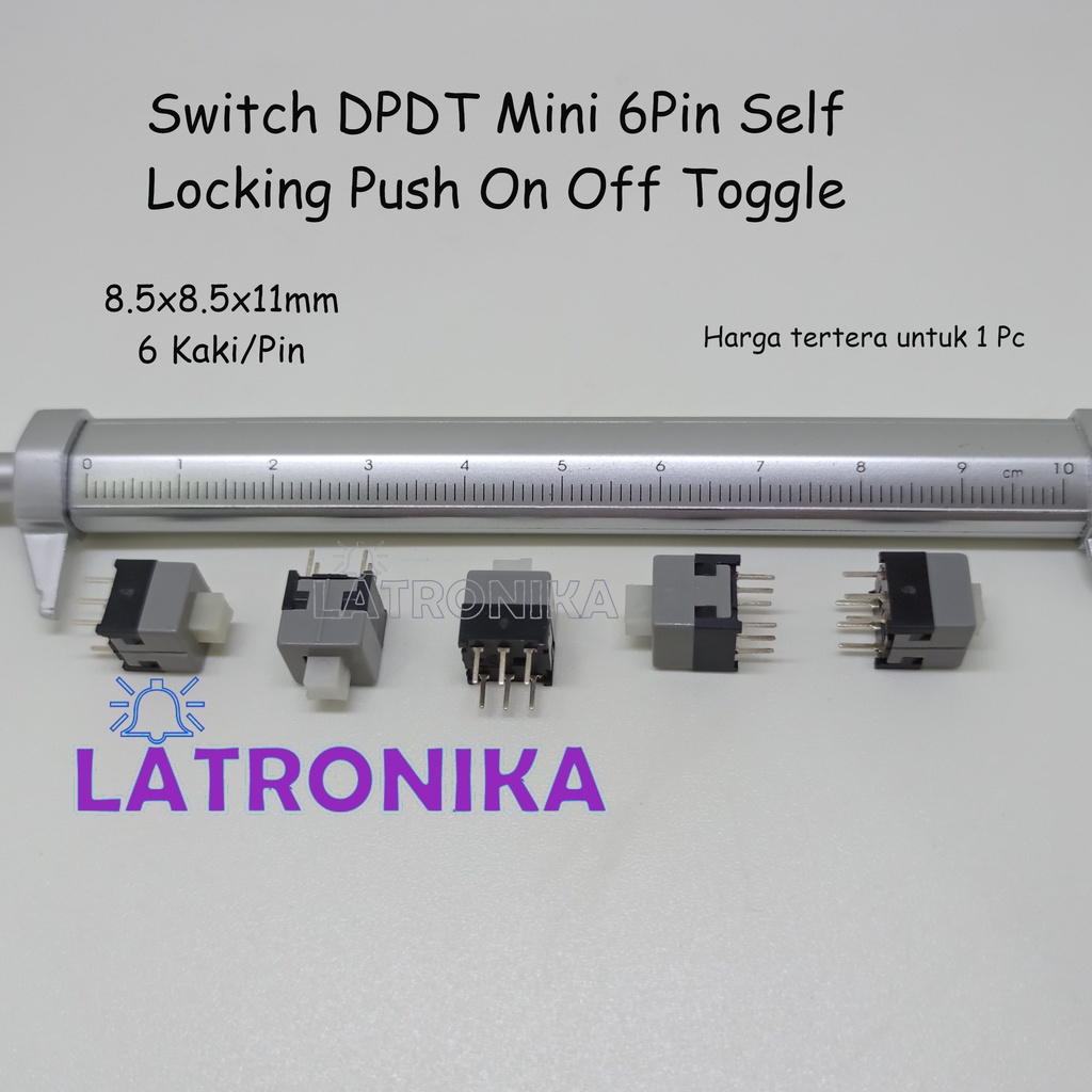 Switch DPDT Mini 6Pin Self Locking Push On Off Saklar Toggle 6 pin