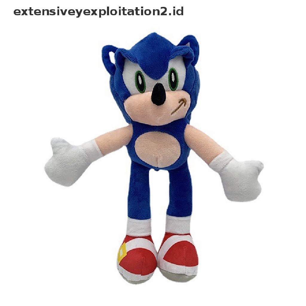 Mainan Boneka Plush Sonic Anime Tikus Ultrasonik Warna Hitam Biru Untuk Hadiah