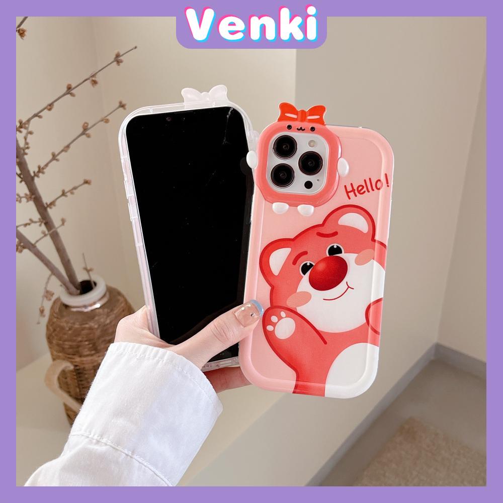 iPhone Case Silicone Soft Little Monster Case Glossy Cute Pink Bear Airbag Shockproof Protection Camera Compatible For iPhone 14 Pro Max 13 12 11 Pro 7 8 Plus XR