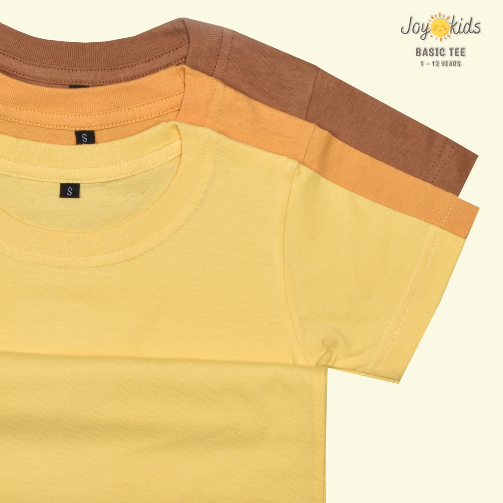 Joy Kids Kaos Anak Polos Lengan Pendek Laki laki Perempuan Premium Cotton 30S Murah 1-12 Tahun Aneka Warna