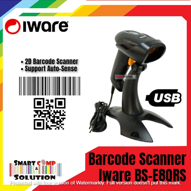 Barcode Scanner 1D 2D USB Iware BS E8QRS / BSE8QRS - QR code Reader