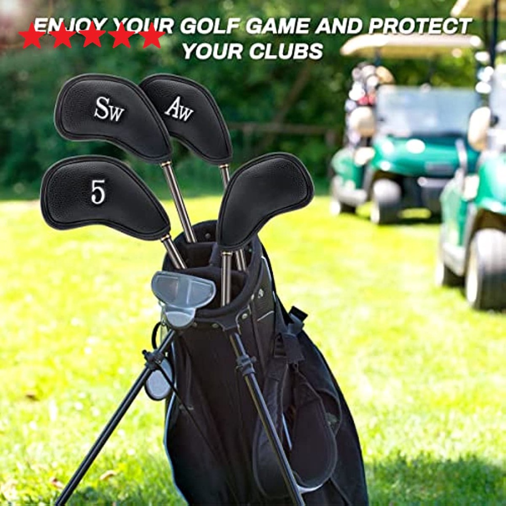 Set Cover Kembar Baja Golf Kulit Tebal 12 Pcs Sesuai Untuk Semua Merek Leather Golf Iron Head Covers