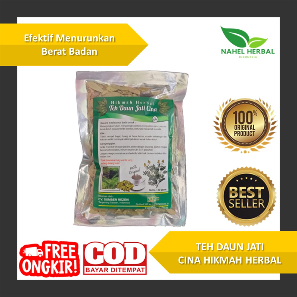Teh Sliming Jati Cina Bubuk Hikmah Plus Ekstra 100% Original Bpom - Obat Body Slim Herbal Pengurus P
