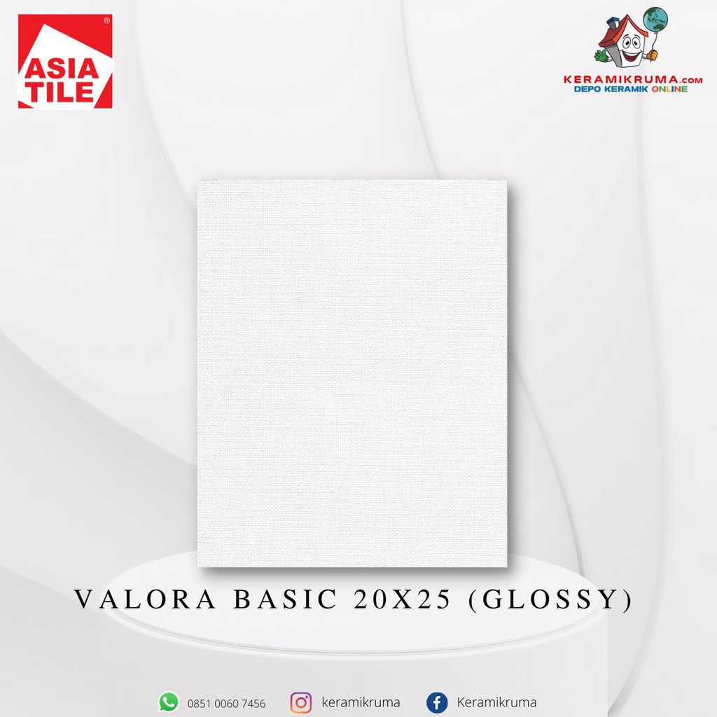 Keramik Dinding Asia Tile 20x25 Valora Basic Glossy Flat Kilap