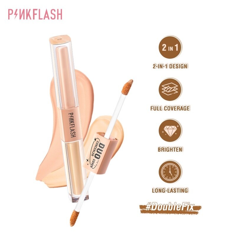 Pinkflash Duo Cover Concealer Pink Flash Liquid Concealer Cair Conceler Consealer Conseler Pinkflash