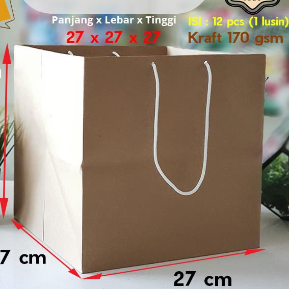 

Paper Bag Kue/Cake/Nasi/Bento Box Polos Kraft Coklat 27 x 27 x 27