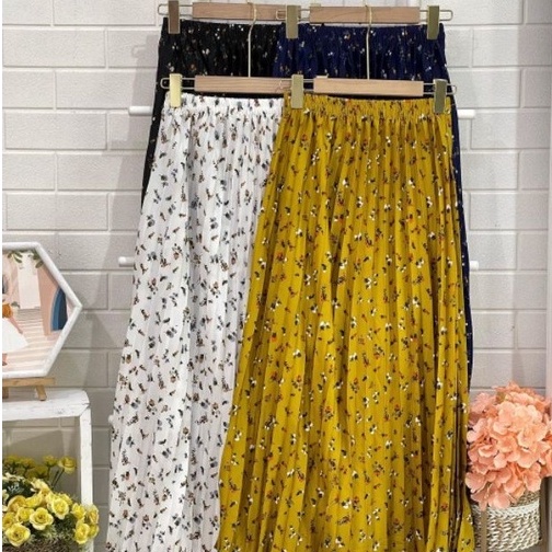 ROK PLISKET MOTIP BUNGA DAISY/DAILY/SAKURA MOTIP KEMBANG ROK PLISKET ALLSIZE