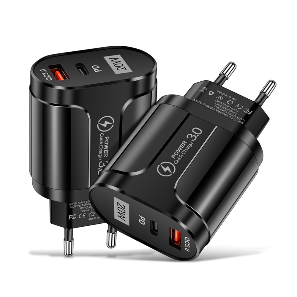 Adapter Charger Power QC3.0 + PD 5V / 9V / 12 USB Tipe C Fast Charging Untuk Android / Iphone