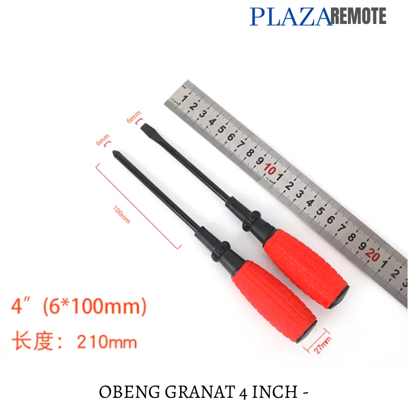 OBENG KARET MERAH 4 INCH SCREWDRIVER PLUS DAN MINUS