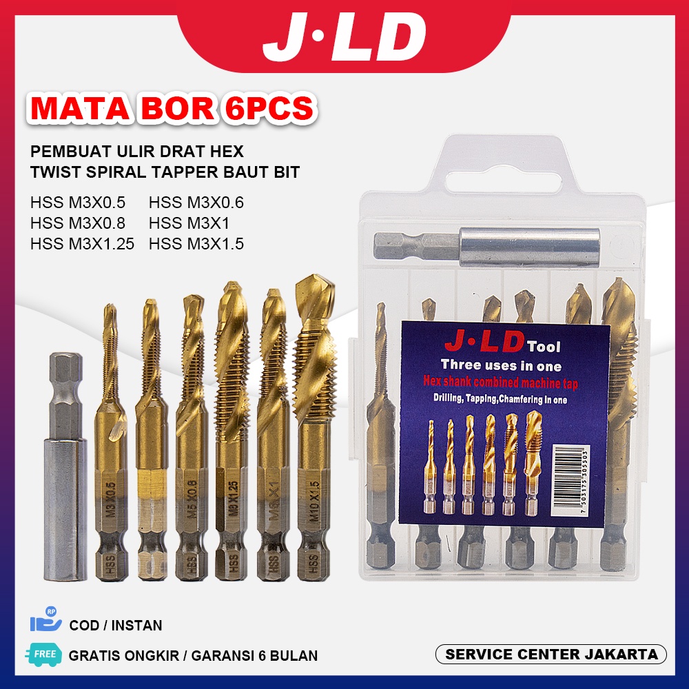 Jual Jld Mata Bor Pcs Pembuat Ulir Drat Hex Twist Spiral Tapper Baut Bit Shopee Indonesia