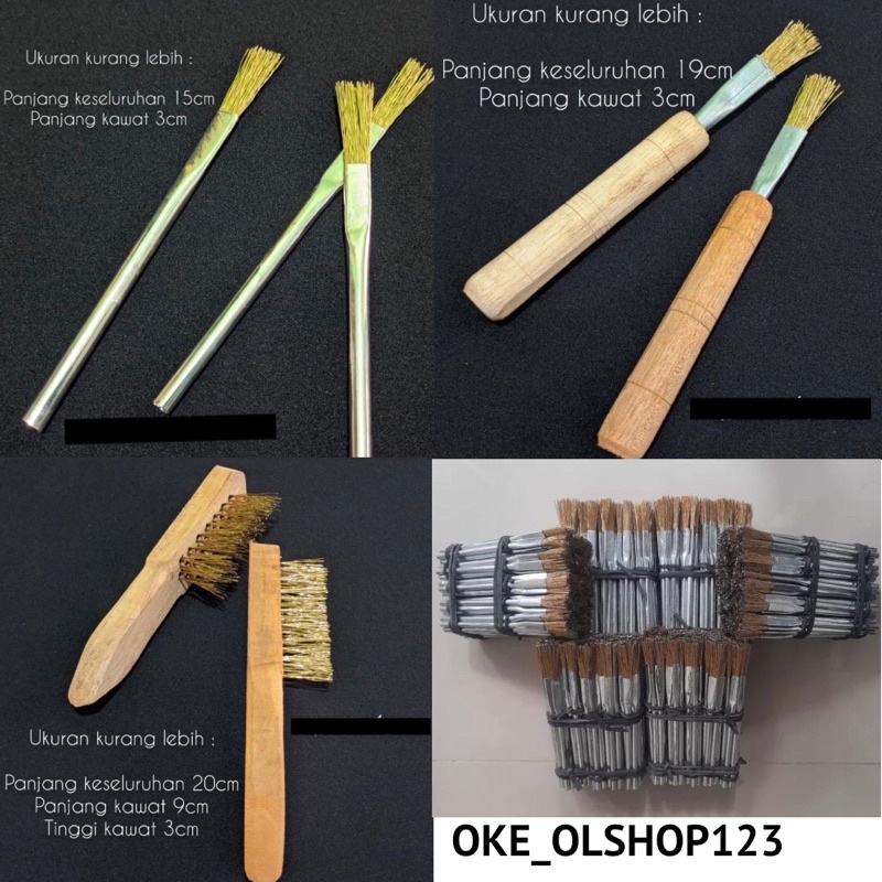 Sikat Kawat Baja / Sikat pembersih blok mesin / Sikat kawat kuning Baja standart kecil / Sikat Kawat