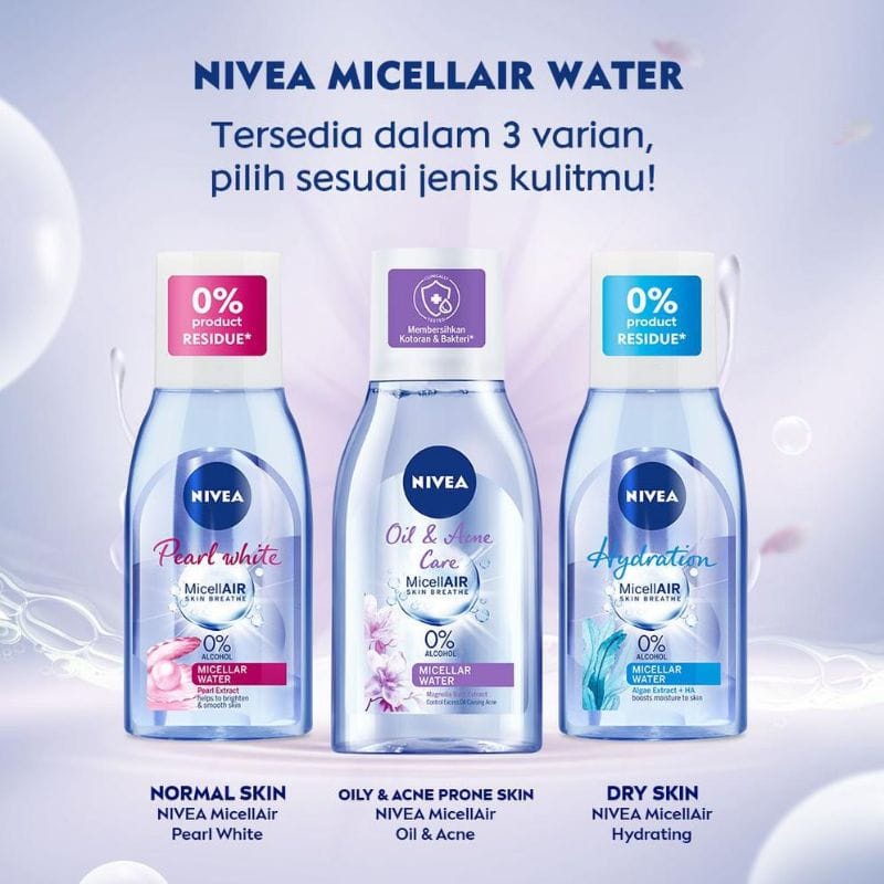 NIVEA MICELLAR WATER 125ML MAKE UP REMOVER CLEANSER PEMBERWIH WAJAH