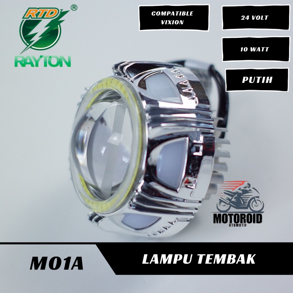 Lampu Projie RTD HI/LOW AE LED RAYTON M01A-H4 RING PROJECTOR H4 KAKI VIXION UNIVERSAL