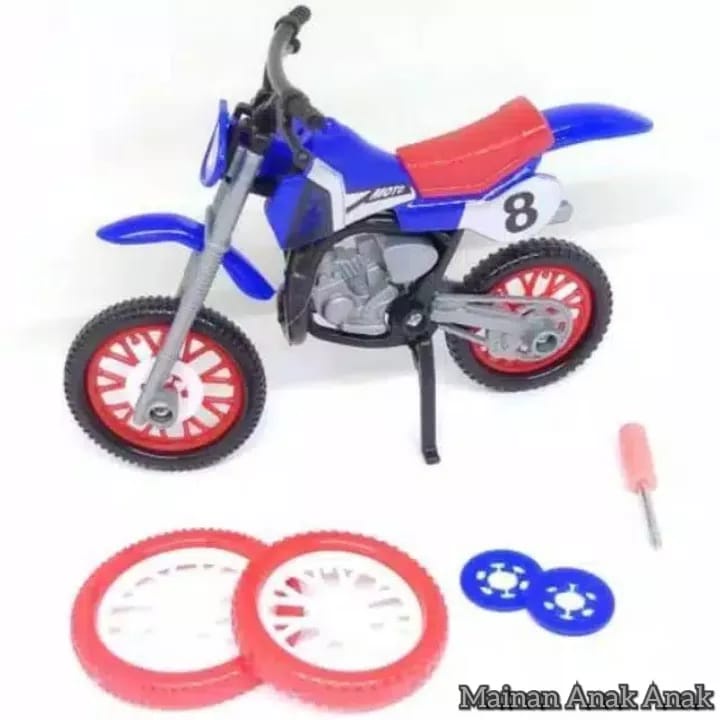 Mainan Anak Sepeda Motor Trail Cross Balap Bonus Ban Obeng Bengkel Edukasi / Mainan Motor Cross Bala