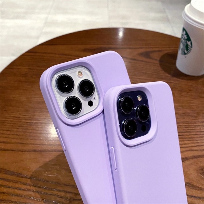 Soft Case Silikon Warna Ungu Muda Dengan Logo Untuk Iphone 13 12 11 Pro X Xs Max 6s 7 8 Plus